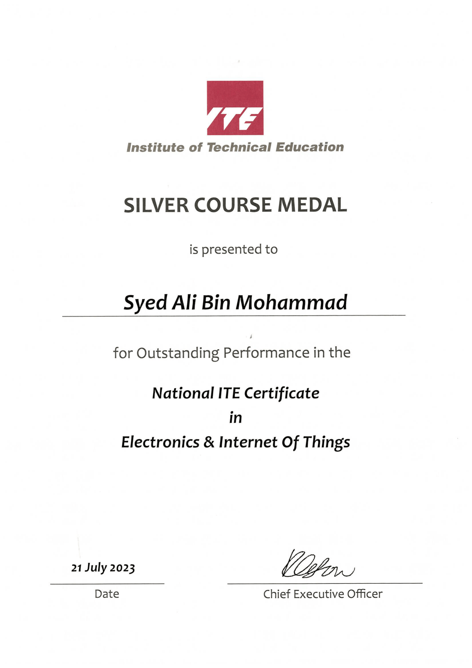 Silver Course Medal